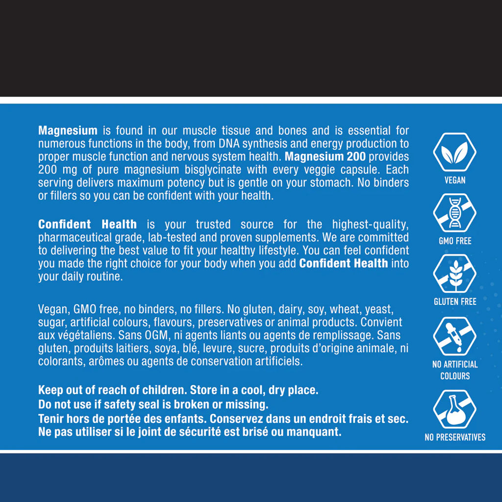 Confident Health | Magnesium Bisglycinate | 200mg